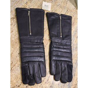 Vintage Men's Size L 9 Black Pigskin Leather Lined Black Motorcycle Gloves Zip